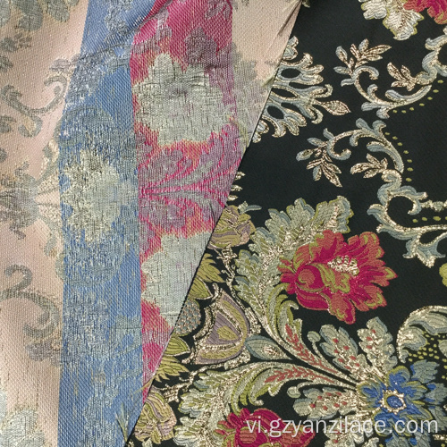 Hoa vải đen Jacquard Brocaed cho trang phục